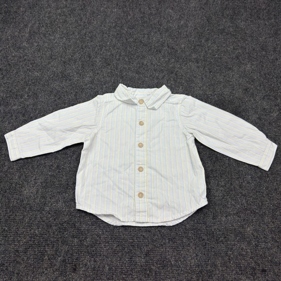 Lullaby Club Other - Lullaby Club Baby 9M Striped Button Down Shirt Pastel Blue Yellow White Cotton